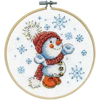 Design Works Crafts Kreuzstich Stickpackung mit Stickrahmen Schneemann, Zählmuster