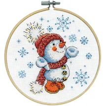 Design Works Crafts Kreuzstich Stickpackung mit Stickrahmen Schneemann, Zählmuster