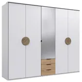 WIMEX Ti'me Kleiderschrank, Weiß, Eichefarben - 225x210x58 cm