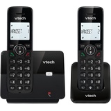 VTech CS2001 Schnurlostelefon Home Duo, Festnetztelefon, DECT-Telefon, einfach zu bedienen, extra Starkes Hören, Freisprecheinrichtung, Anrufer-ID, Hintergrundbeleuchtung, Schwarz