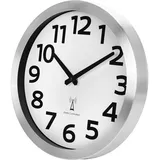 Crosstime Funkuhr Wand mit Aluminium Rahmen & Großen Zahlen – Funkwanduhr lautlos (geräuschlos) für Küche, Schlafzimmer, Badezimmer, Büro – 30 cm, Silber/Weiß
