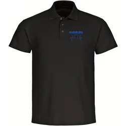 multifanshop Poloshirt - Hamburg - Herzschlag - Druck blau - Polo