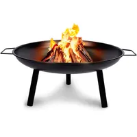 BBQ Collection Feuerschale Ø60 cm Feuerkorb mit Griffen - Feuertonne für den Garten - Terrassenofen für Brennholz - Geeignet für Lagerfeuer - Gartenkamin - Kohlenstoffstahl