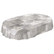 ANRO Wachstuchtischdecke abwaschbar Oval 220 x 140 cm Grau