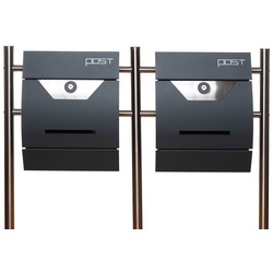 BIRENDY Briefkasten Design Doppel Briefkastenständer Set Ständer und 2 Briefkästen mit Zeitungsfach HPB 38254 + HPB978-25