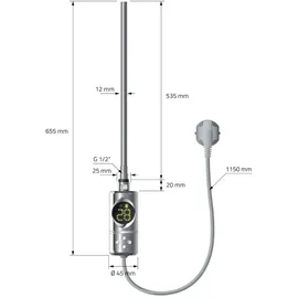 luxebath Badheizkörper Sahara 300 x 800 mm 600 W Chrom gerade Seitenanschluss