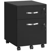 VASAGLE Rollcontainer, abschließbar, Aktenschrank mit 2 Schubladen, 5 Rollen,