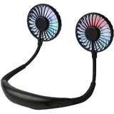 Doppelkühl-nackenventilator, Tragbarer Usb-lade-nackenventilator Zum Aufhängen, Doppelkühl-miniventilator, Outdoor-laubventilator Mit Led-beleuchtung Und Aromatherapie