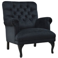 Casa Padrino Chesterfield-Sessel Luxus Chesterfield Samt Sessel 82 x 75 x H. 93 cm - Verschiedene Farben - Chesterfield Wohnzimmermöbel schwarz