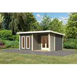 Woodfeeling Karibu Premium Gartenhaus Radeburg 5 grau 509x369x253