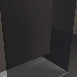 doporro Duschwand Duschtrennwand 110x200 Walk-In Dusche mit Doppel-Stabilisator aus Echtglas 8mm ESG-Sicherheitsglas Vollgrau inkl. Nanobeschichtung