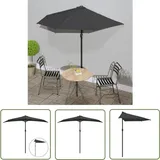 Balkon-Sonnenschirm mit Alu-Mast Anthrazit 270x144 cm Halbrund - Balkonschirm - Sonnenschutz - Gartensorgen - Halbmondschirm - Patio Möbel - The