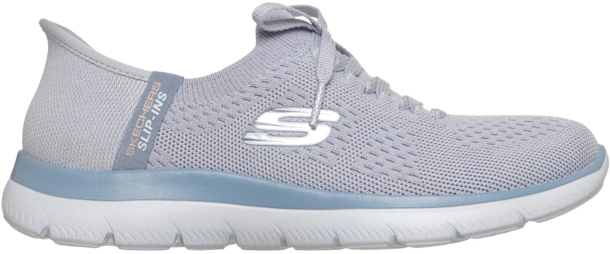 SKECHERS ENGINEERED STRETCH KNIT FIXED LACE SLATE 38