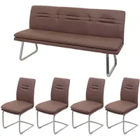 MCW Esszimmer-Set MCW-H70, Esszimmergruppe Sitzgruppe Esszimmergarnitur, Stoff/Textil Edelstahl gebürstet