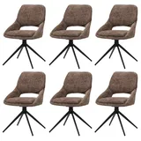 Mendler 6er-Set Esszimmerstuhl HWC-N73, Küchenstuhl, drehbar Auto-Return, Stoff/Textil Chenille (490g/m2) Öko-Tex ~ braun