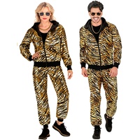WIDMANN MILANO PARTY FASHION - Kostüm Trainingsanzug, Tiermuster Tiger, goldmetallic, Animal Print, 80er Jahre Outfit, Jogginganzug, Bad Taste Outfit, Faschingskostüme