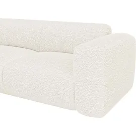 vente-unique Großes Ecksofa mit Recamiere mit Rückenlehne - Ecke links - Bouclé-Stoff - Weiß - POGNI von Maison Céphy
