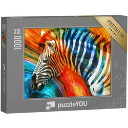 puzzleYOU Puzzle Puzzle 1000 Teile XXL „Digitales Ölgemälde: Ein Zebra“, 1000 Puzzleteile, puzzleYOU-Kollektionen Moderne Puzzles, Puzzle-Neuheiten