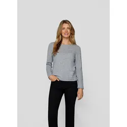 Strickpullover RABE "Rabe Cashmere Pullover mit Rundhals", Damen, Gr. 42, grau, 100%Kaschmir, unifarben, feminin, gerade, Langarm gerader Abschluss, Pullover