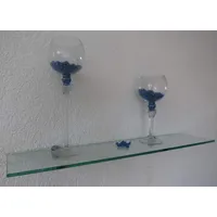Dekoleidenschaft Wandregal aus 10mm Glas, klar, Verschiedene Formen und Größen, Glasregal, Glasboden, Glasablage, Badregal, Eckregal Bad Ablage Regal (Wandclips Maxi Silber, 120x20 cm)