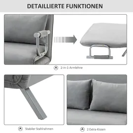 Homcom Schlafsofa Zweisitzer mit Bettfunktion, Einzelbett mit Kissen, Samt,