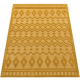 Paco Home Teppich »Livorno 671«, rechteckig, Uni-Farben, Scandi, Rauten Muster, Hoch-Tief Effekt, Outdoor geeignet, gelb