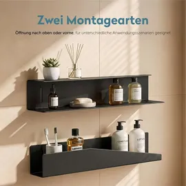 doporro Duschablage ohne Bohren 50 cm, Duschregal Schwarz zum Kleben oder Bohren, rostfreier Badezimmer Organizer , Küche, Reglo-15