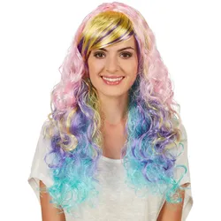 tectake® Frauenperücke Locken Ombré Pastell