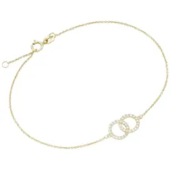 Luigi Merano Armband Mittelteil zwei verschlungene Ringe mit Zirkonia, Gold 375 Armbänder & Armreife   Gold Damen 