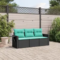 vidaXL Gartensofa-Set 3-tlg. schwarz