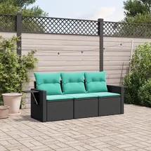 vidaXL Gartensofa-Set 3-tlg. schwarz