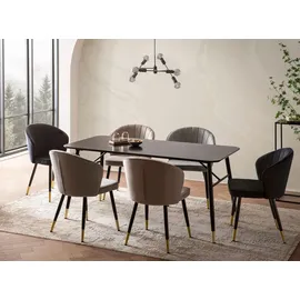 FineBuy Esszimmertisch FineBuy Marmor Optik Schwarz Esstisch Küchentisch Tisch Esszimmer - Schwarz