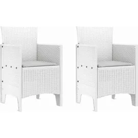 vidaXL Garten Essgruppe 3 pcs Weiß Polt Rattan - Weiß