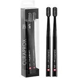 Curaprox Zahnbürste CS Black is white Duo - Handzahnbürste für Erwachsene mit 8760 CUREN Borsten - Schwarz-Schwarz, 2 Stück