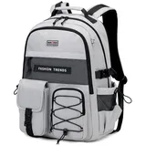 Amythe Rucksack Teenager, College Schulrucksack für Mädchen Jungen, Lässiger Wasserdicht Tagesrucksack für Mädchen Damen mit 15,6" Laptopfach, Modischer Laptop-Rucksack, Grau