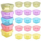 ASelected 20 Stück Kleine Dosen mit Deckel, Gefrierdosen Klein, 60 ML Kleine Dosen mit Deckel Plastik, Quadratisch, Stapelbar, für Salatdressing von Marmelade Obst Snacks Gewürze Saucen