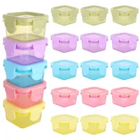 ASelected 20 Stück Kleine Dosen mit Deckel, Gefrierdosen Klein, 60 ML Kleine Dosen mit Deckel Plastik, Quadratisch, Stapelbar, für Salatdressing von Marmelade Obst Snacks Gewürze Saucen