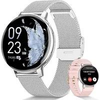 SWGOTA 2026 NEW Smartwatch Damen Fitnesstracker Uhr mit Anrufe,Pulsuhr,SpO2 Smartwatch (3.53 cm/1,39 Zoll, HD Touchscreen), Smartwatch für Damen mit Blutdruck,Schlafmonitor,Zyklus,2 Armbänder silberfarben