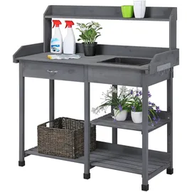 Yaheetech Pflanztisch mit Waschbecken Grau