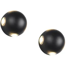 meine wunschleuchte Außenleuchte LED 2er Set Ø 10 cm schwarz mit Bewegungsmelder