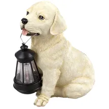 GLOBO LED Solarleuchte, Hund Labrador mit Laterne, H 24 cm