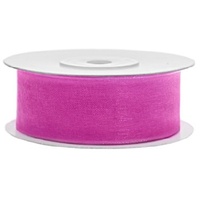 SiDeSo® Chiffonband 25m x 25mm viele Farben Hochzeit Organza Dekoband Geschenkband Antennenband Schleifenband (pink)