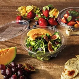 Papstar Feinkost- und Salatschalen mit Klappdeckel rund 750 ml Ø 17,4 cm 300 St. Glasklar