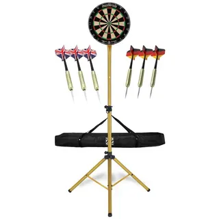 Stagecaptain DBS-1715 BullsEye Pro Dartscheibe + Ständer und Tasche Set Gold