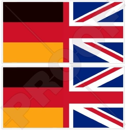 DEUTSCHLAND-UK Flagge, Deutsch-Britischer Union Jack, Deutschland-Vereinigtes Königreich 75mm Auto & Motorrad Aufkleber, x2 Vinyl Stickers