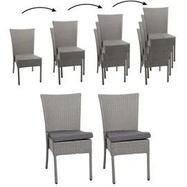 Mendler 2er-Set Poly-Rattan Stuhl HWC-G19 Gartenstuhl 0 x 0 x 0 cm grau