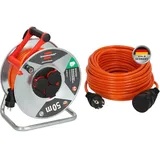 Brennenstuhl Garant S V2 IP44 Kabeltrommel 50m outdoor (Silber, Made in Germany, Kabel in schwarz, Stahlblech, kurzfristiger Einsatz im Außenbereich)