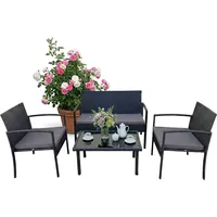 4-teiliges Gartenmöbelset Aus Rattan Mit Kissen