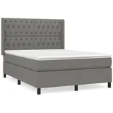 vidaXL Boxspringbett mit Matratze Dunkelgrau 140x200 cm Stoff