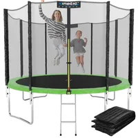 Kinetic Sports Trampolin Outdoor 'Salto Plus' Ø 305 cm – TÜV Rheinland geprüft, Komplett-Set für Kinder, USA Sprungtuch, Netz, Randpolster, Leiter – bis 160 kg, Grün